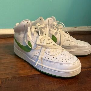 Women’s Nike Court Vision Mid in White with Green